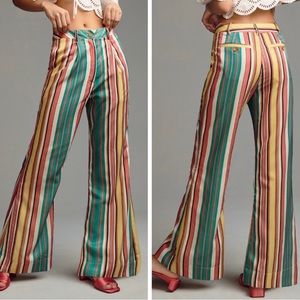 NWT Anthropologie Multicolor Striped Wide Leg Pants